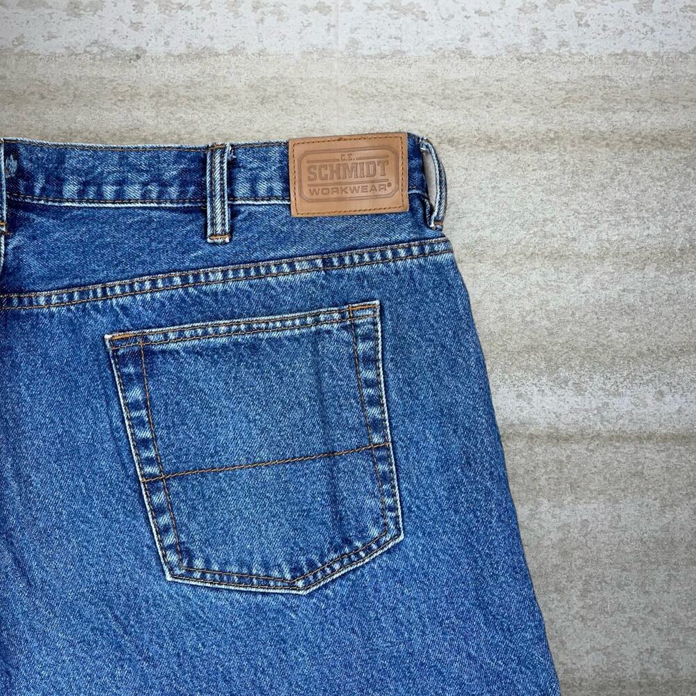 Vintage Y2K Schmidt Jeans 44x30 Baggy Wide Leg Medium Wash Denim Work Wear - Picture 3 of 5
